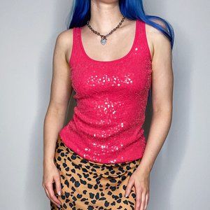 Hot Pink Sequin Y2K Tank Top